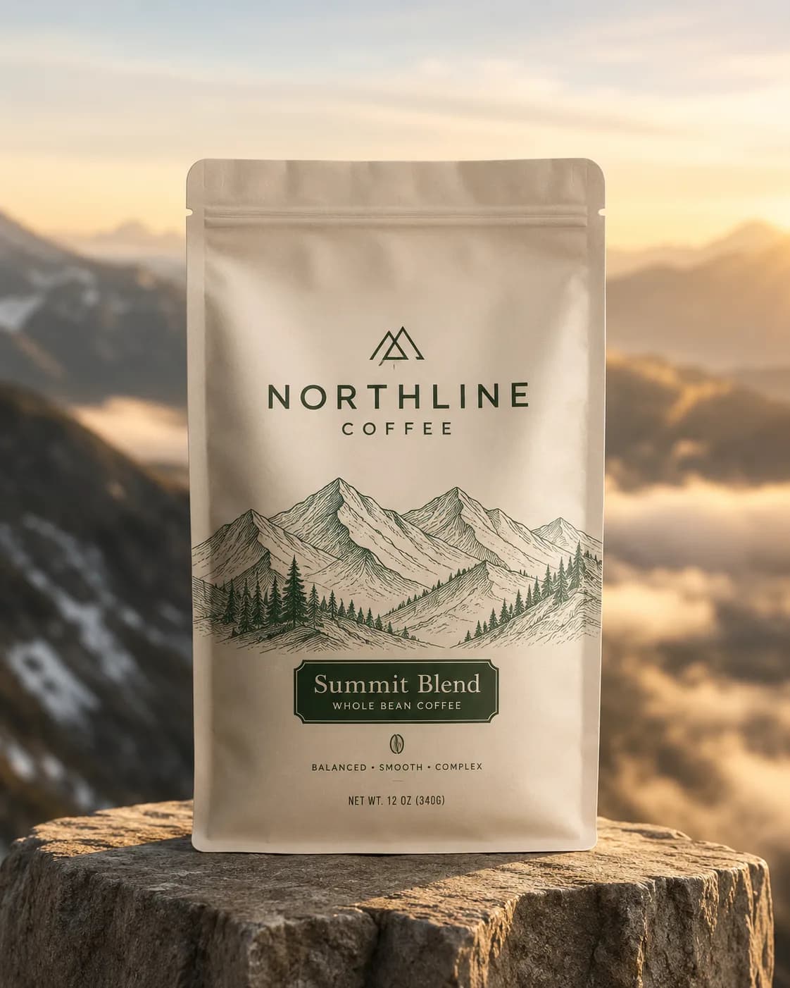 Northline coffee pouch in a summit campaign scene